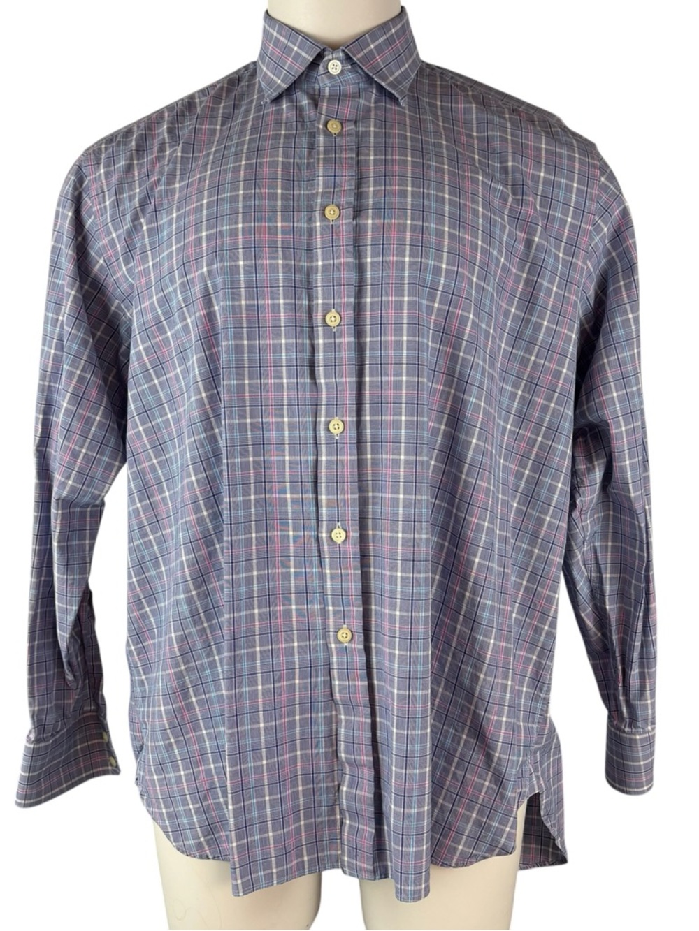Charles Tyrwhitt Jermyn Street London Mens 17.5 Shirt Purple Plaid Preppy (920
